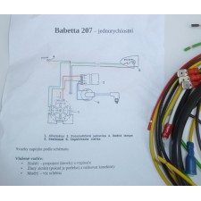 ELEKTROINSTALACE NOVÁ + SCHÉMA - JAWA BABETTA 50/207 JEDNORYCHLOSTNÍ